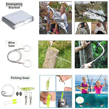 Εξοπλισμός κάμπινγκ για υπαίθριες δραστηριότητες επιβίωσης, σετ εργαλείων επιβίωσης, πολυλειτουργικό κιτ πρώτων βοηθειών πεδίου, προμήθειες έκτακτης ανάγκης SOS