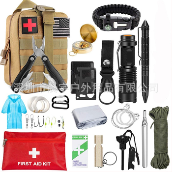 Εξοπλισμός κάμπινγκ για υπαίθριες δραστηριότητες επιβίωσης, σετ εργαλείων επιβίωσης, πολυλειτουργικό κιτ πρώτων βοηθειών πεδίου, προμήθειες έκτακτης ανάγκης SOS