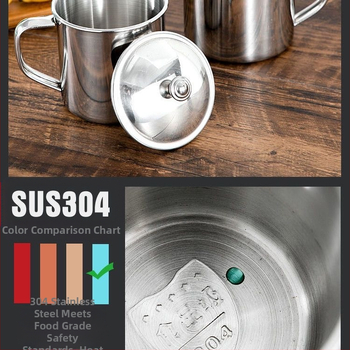 304 Κύπελλο νερού από ανοξείδωτο ατσάλι για μαθητές, παιδικό κύπελλο, γραφείο, σκάκι και αίθουσα με κάρτες, καντίνα νηπιαγωγείου με καπάκι, φλιτζάνι τσαγιού