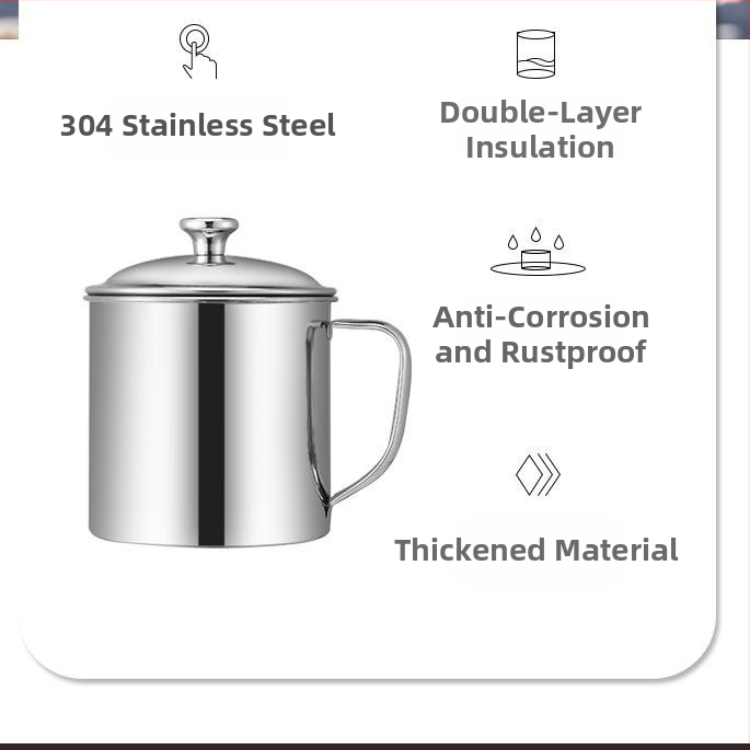 304 nerūdijančio plieno vandens puodelis mokiniams, vaikų puodelis, biuro šachmatų ir kortų kambarys, darželio valgykla su dangteliu, puodelis arbatai