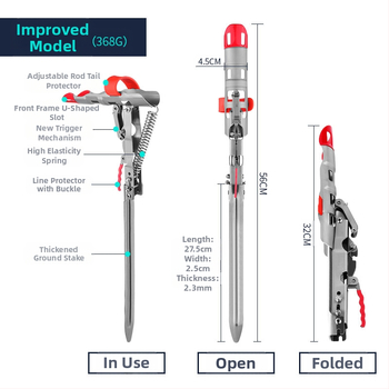 Риболовна въдица Sea Скоба за въдица Sea, хвърляне на въдица, поставяне на въдица на земята, автоматичен лост за въдица, универсална батерия, неръждаема стомана, Guangni Guai