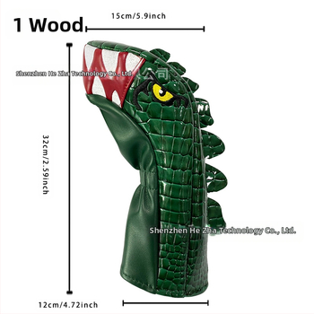 Ξύλινο κάλυμμα για μπαστούνι γκολφ με κινούμενα σχέδια Τυραννόσαυρος τύπου Νο. 1, ξύλινο Νο. 3/5, κάλυμμα για το κεφάλι μπαστούνι του γκολφ από αδιάβροχο ύφασμα PU