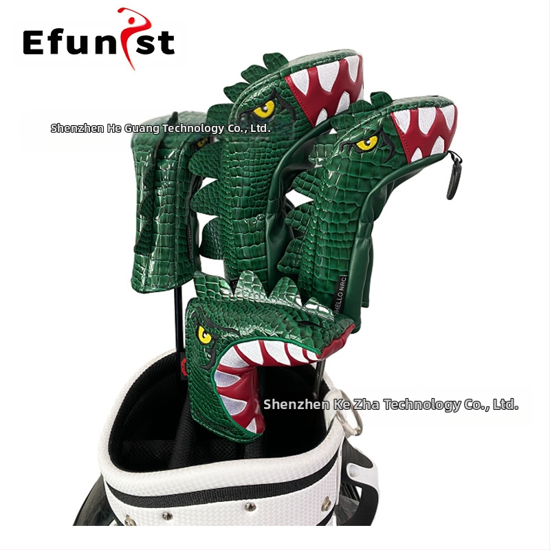 Drevený kryt na golfovú palicu s kresleným tyranosaurom typ č. 1, drevený č. 3/5, drevená kuracia noha z PU nepremokavej tkaniny