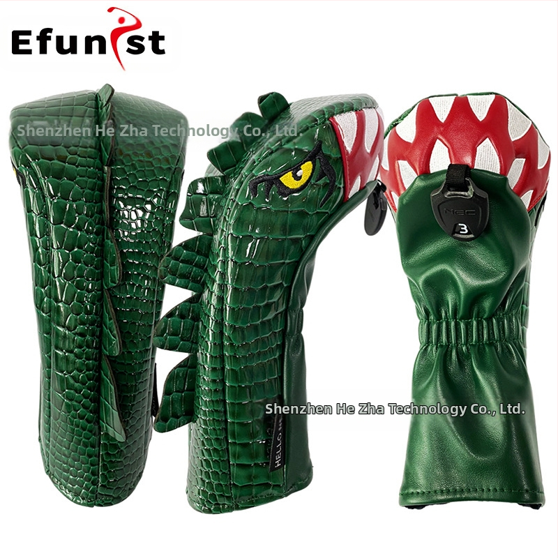 Drevený kryt na golfovú palicu s kresleným tyranosaurom typ č. 1, drevený č. 3/5, drevená kuracia noha z PU nepremokavej tkaniny