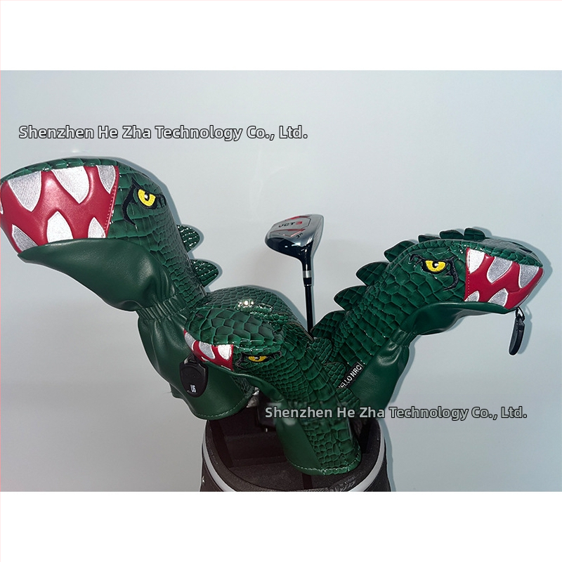 Drevený kryt na golfovú palicu s kresleným tyranosaurom typ č. 1, drevený č. 3/5, drevená kuracia noha z PU nepremokavej tkaniny