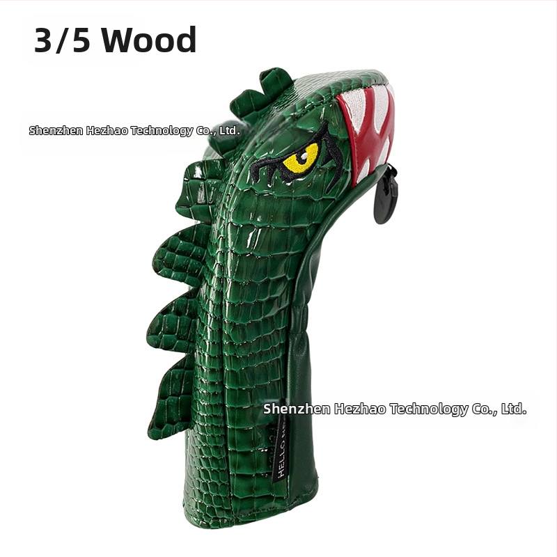 Drevený kryt na golfovú palicu s kresleným tyranosaurom typ č. 1, drevený č. 3/5, drevená kuracia noha z PU nepremokavej tkaniny