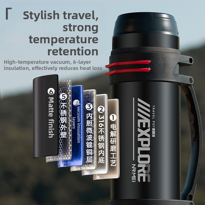 „Enme Thermos Cup“ vyriškas didelis didelės talpos termosinis virdulys, lauko, naujas, 316 automobilinis buitinis virdulys, šilto vandens butelis