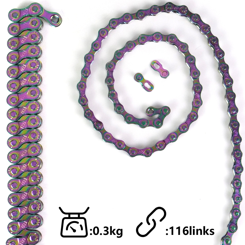 Велосипедна верига 6/7/8 скорости Неутрална Верига за шосеен велосипед с променлива скорост Неутрален цвят на дъгата Ослепителен цвят Устойчива на ръжда 116