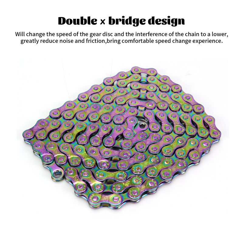 Велосипедна верига 6/7/8 скорости Неутрална Верига за шосеен велосипед с променлива скорост Неутрален цвят на дъгата Ослепителен цвят Устойчива на ръжда 116