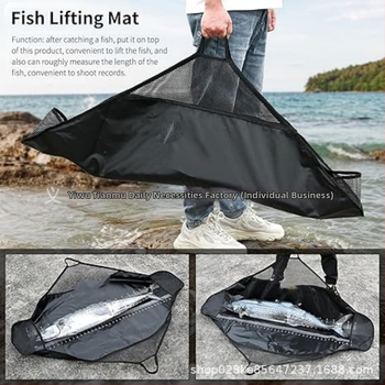 Чанта за риба за шампионат по риболов, сгъваема чанта за тежести с презрамка за транспортиране на риба със здрава найлонова дръжка и линийка