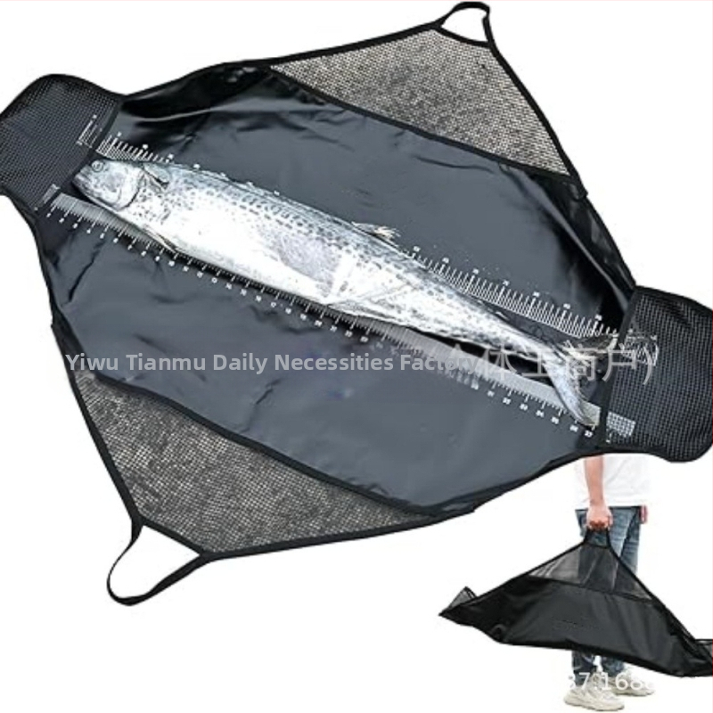 Rybárske vrecko na majstrovstvá, skladacie prepravné vrecko na ryby so silnou nylonovou rukoväťou a pravítkom