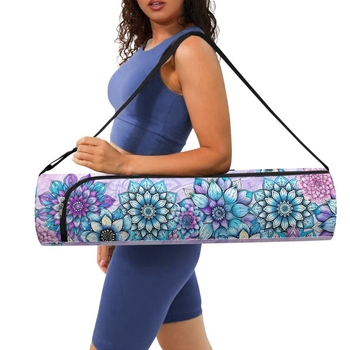 Saltea de yoga retro imprimată Laitu, florală, colorată, diagonală, portabilă, cu fermoar transfrontalier, comandă minimă, geantă cilindrică nouă