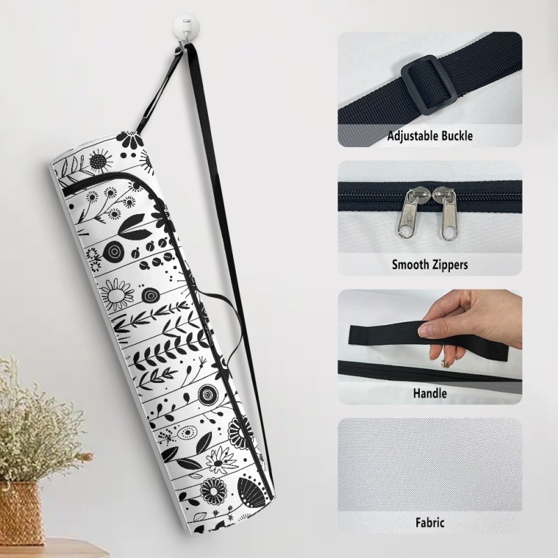 Saltea de yoga retro imprimată Laitu, florală, colorată, diagonală, portabilă, cu fermoar transfrontalier, comandă minimă, geantă cilindrică nouă