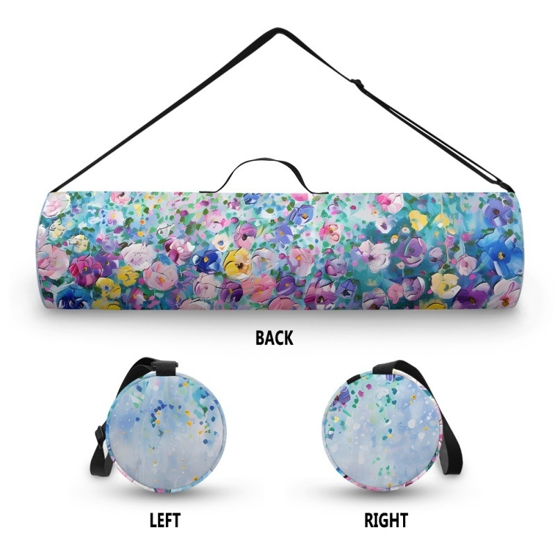 Saltea de yoga retro imprimată Laitu, florală, colorată, diagonală, portabilă, cu fermoar transfrontalier, comandă minimă, geantă cilindrică nouă
