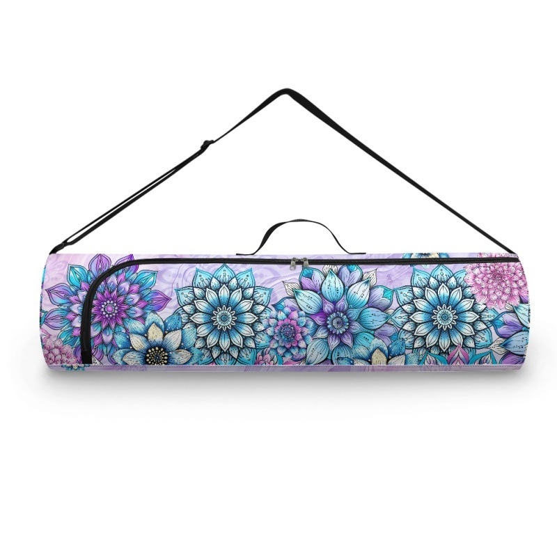 Saltea de yoga retro imprimată Laitu, florală, colorată, diagonală, portabilă, cu fermoar transfrontalier, comandă minimă, geantă cilindrică nouă