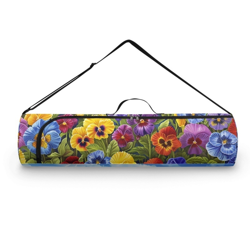 Saltea de yoga retro imprimată Laitu, florală, colorată, diagonală, portabilă, cu fermoar transfrontalier, comandă minimă, geantă cilindrică nouă