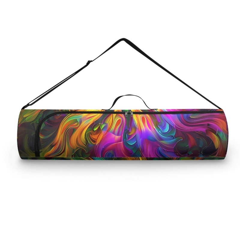 Saltea de yoga retro imprimată Laitu, florală, colorată, diagonală, portabilă, cu fermoar transfrontalier, comandă minimă, geantă cilindrică nouă