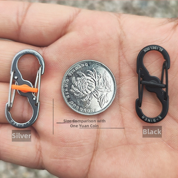 Неръждаема стомана 8-образна катарама за външен монтаж с кука за заключване S-образна катарама за планинарство бързо окачване на ключодържател за раница предпазна катарама метална скално катерене