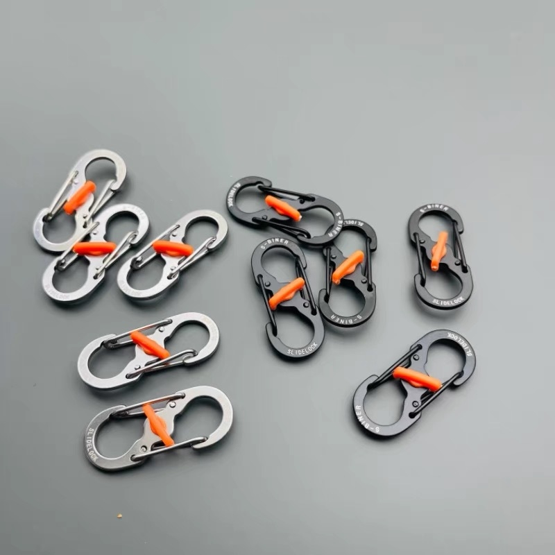 Неръждаема стомана 8-образна катарама за външен монтаж с кука за заключване S-образна катарама за планинарство бързо окачване на ключодържател за раница предпазна катарама метална скално катерене