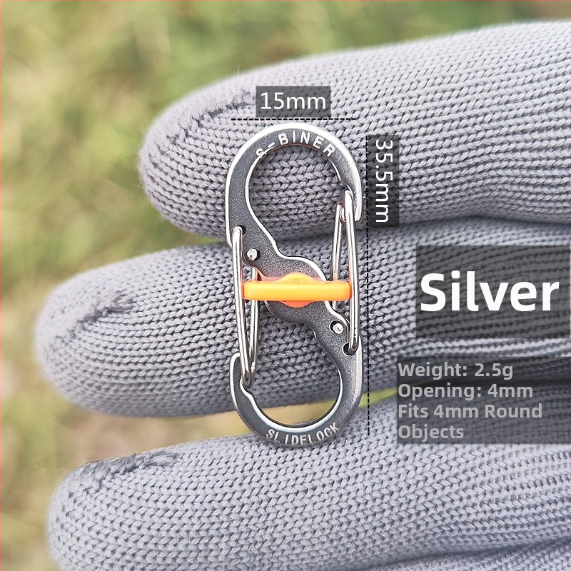 Неръждаема стомана 8-образна катарама за външен монтаж с кука за заключване S-образна катарама за планинарство бързо окачване на ключодържател за раница предпазна катарама метална скално катерене