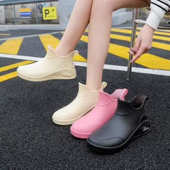 Moteriški guminiai batai, skirti keturiems metų laikams, universalūs, trumpi, šilti, vilnoniai, guminiai batai, vandeniui atsparūs, neslystantys, tinkami darbui virtuvėje, vandens batai moterims.