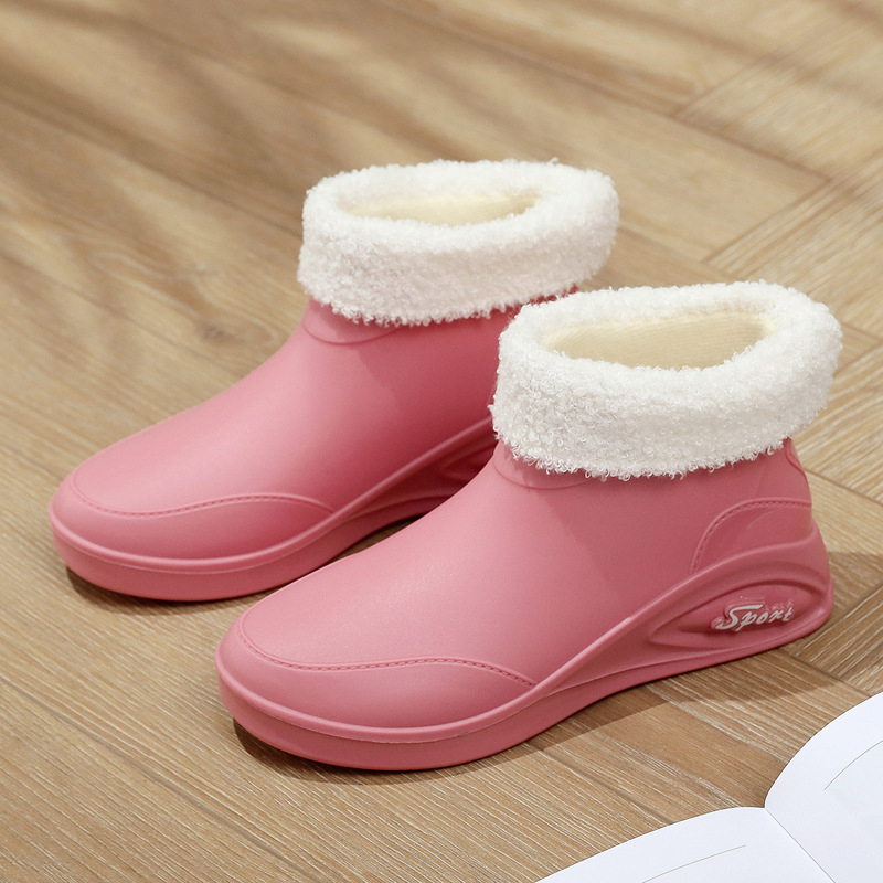 Moteriški guminiai batai, skirti keturiems metų laikams, universalūs, trumpi, šilti, vilnoniai, guminiai batai, vandeniui atsparūs, neslystantys, tinkami darbui virtuvėje, vandens batai moterims.