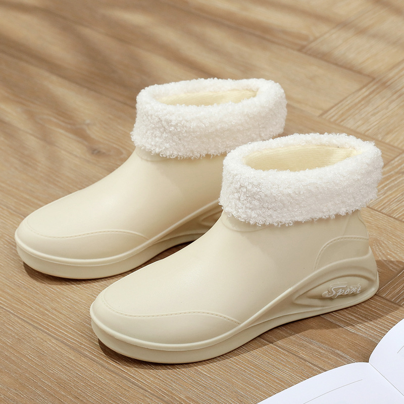 Moteriški guminiai batai, skirti keturiems metų laikams, universalūs, trumpi, šilti, vilnoniai, guminiai batai, vandeniui atsparūs, neslystantys, tinkami darbui virtuvėje, vandens batai moterims.