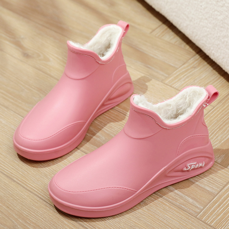 Moteriški guminiai batai, skirti keturiems metų laikams, universalūs, trumpi, šilti, vilnoniai, guminiai batai, vandeniui atsparūs, neslystantys, tinkami darbui virtuvėje, vandens batai moterims.