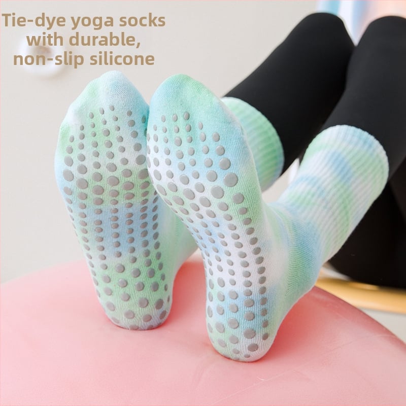 Κάλτσες Γιόγκα Σιλικόνης Αντιολισθητικές Γυναικείες Tie-dye Κάλτσες Μεσαίου Μήκους Κάλτσες από Χτενισμένο Βαμβάκι Γυναικείες Κάλτσες Γυμναστικής Πιλάτες Αθλητικές Ψηλές Κάλτσες