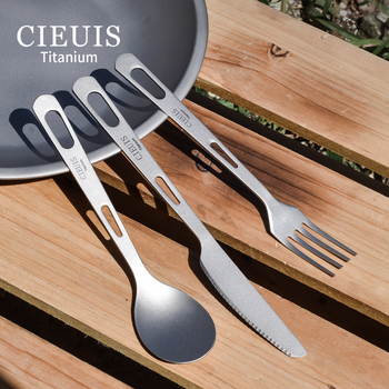 Cieuis kültéri tiszta titán kanál, háztartási dupla lyukú