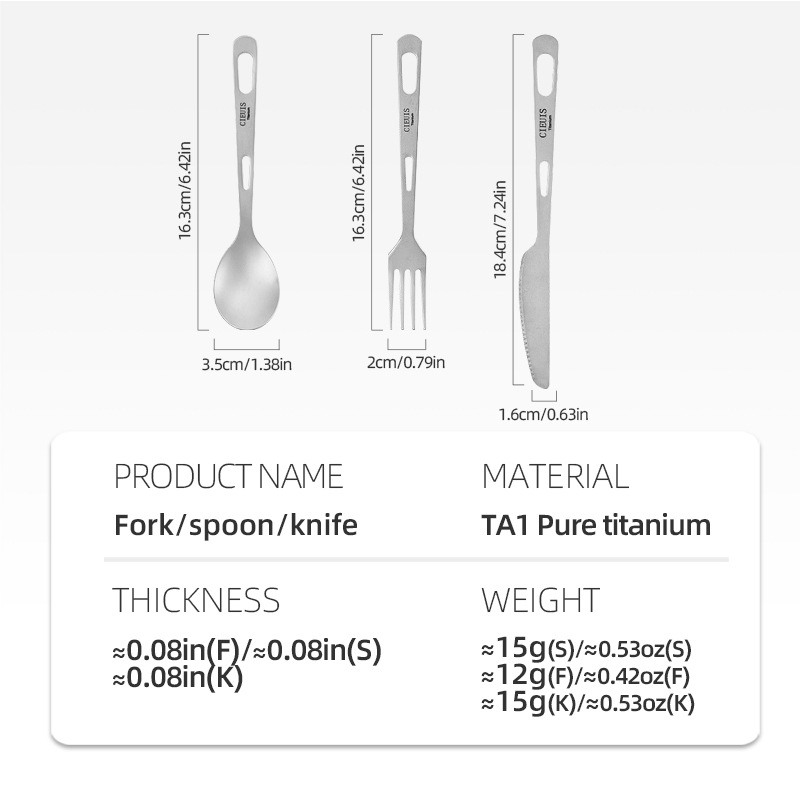Cieuis kültéri tiszta titán kanál, háztartási dupla lyukú