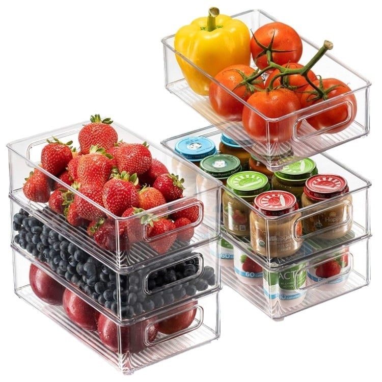 Sustorinta daugiasluoksnė ištraukiama naminių gyvūnėlių šaldytuvo laikymo dėžė, maistinių traškesnių stalčių organizatorius, virtuvės laikymo dėžė