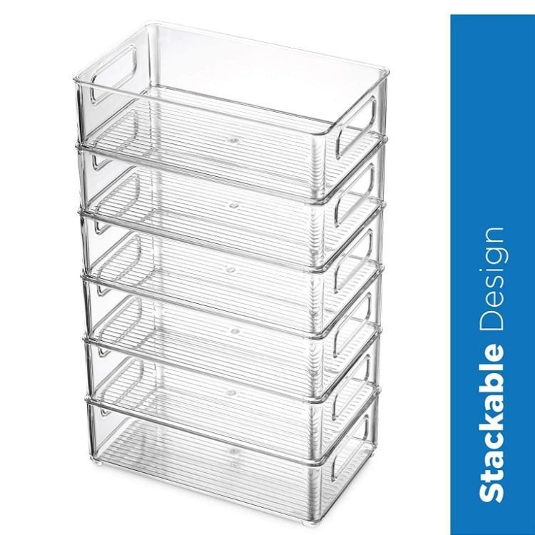 Sustorinta daugiasluoksnė ištraukiama naminių gyvūnėlių šaldytuvo laikymo dėžė, maistinių traškesnių stalčių organizatorius, virtuvės laikymo dėžė