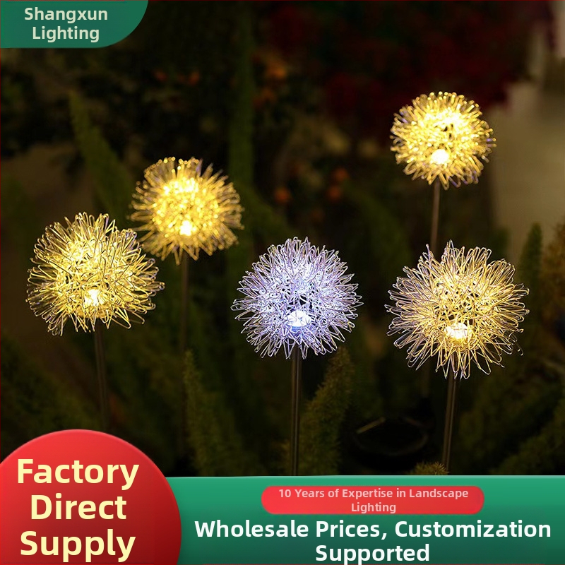 Saulės energija varoma kiaulpienės lempa lauko vandeniui atspari įjungiama lempa vila šviečianti sodo lempa vejos lempa rutulinis kraštovaizdžio lempa