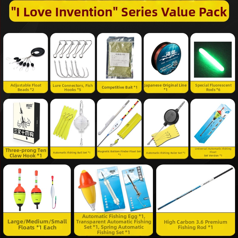 Automata horgászhorgok, teljesen automatikus úszók, teljes horgászfelszerelés-készlettel, horgászfelszereléssel és horgászkellékekkel összekötve
