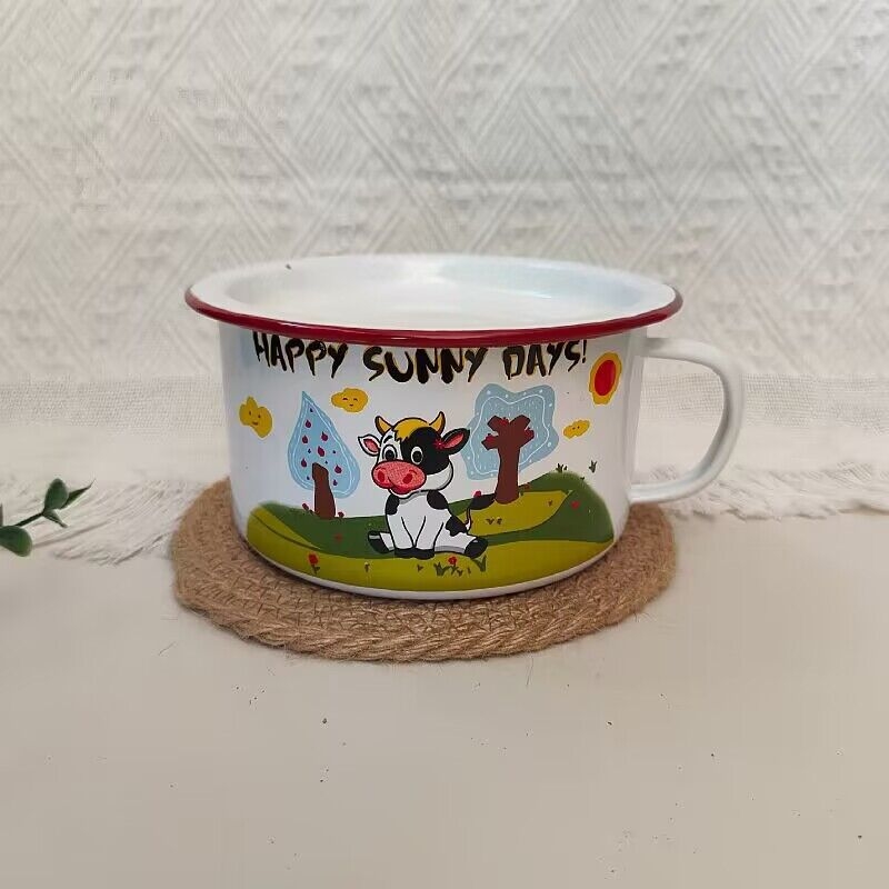 Cinko emalio eilė, emalio greito maisto puodelis, sutirštintas emalis, greitai paruošiamų makaronų dubenėlis, puodelis užsienio porceliano, geležinis ryžių indas, didelė studentų bendrabučio pietų dėžutė