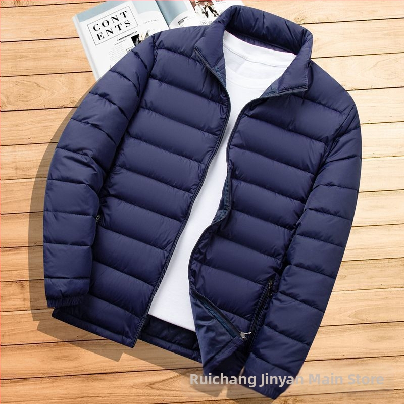 Мъжко леко памучно подплатено яке, ново късо яке с яка, ежедневно топло, леко памучно подплатено яке за есен и зима с качулка, тънко малко памучно подплатено яке