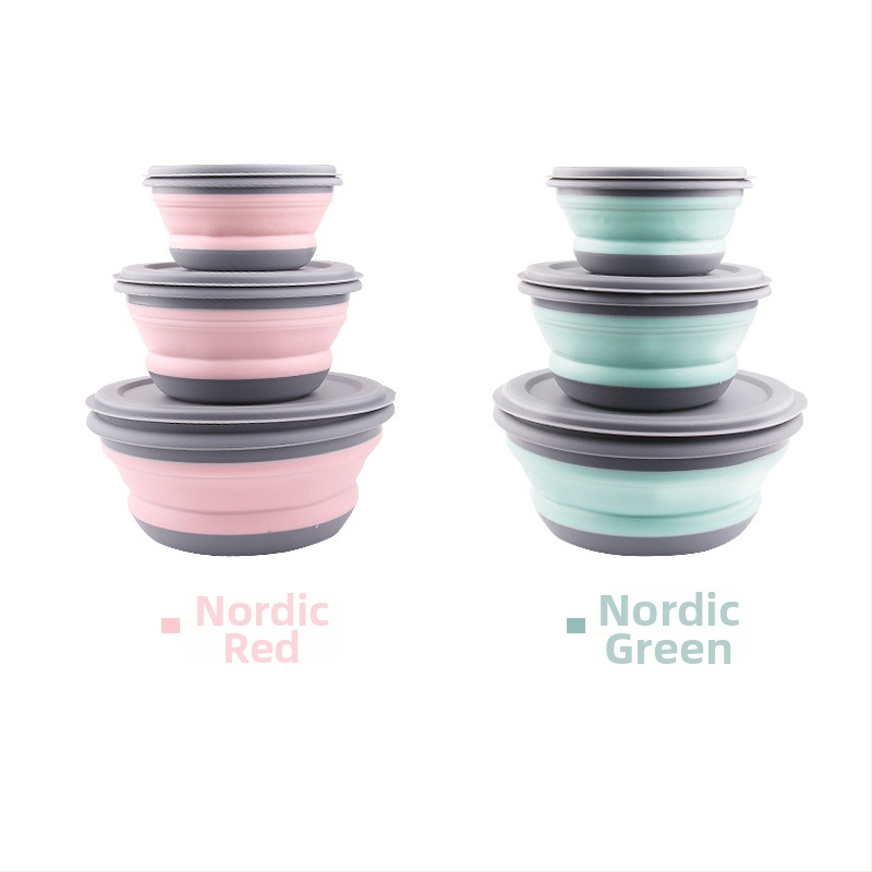 Комплект сгъваеми купи Dead Mage за пътуване на открито, три купи, детски купи, кутия за обяд, сгъваема купа