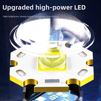 Φορητός επαναφορτιζόμενος φακός, εξαιρετικά φωτεινός εξωτερικός φακός ζουμ, μεγάλης εμβέλειας, μεγάλης διάρκειας, με λέιζερ LED