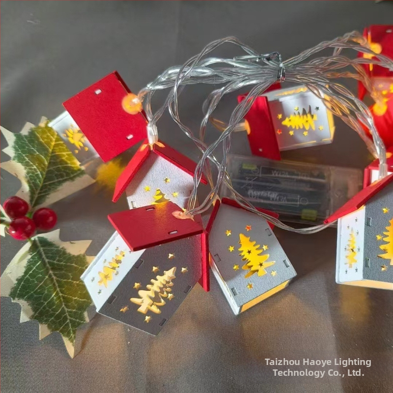 Valentino dienos Kalėdų šventė medinis mažas namelis LED šviesų girlianda viešbučio kambario miegamojo šviečianti atmosfera dekoratyvinės lemputės