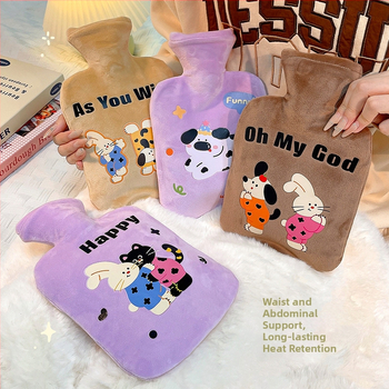 Bērnu samta karstā ūdens maisiņš 2024. gada jauns PVC augstas krāsas glīts meiteņu roku sildītājs skolniecēm ūdens injekcijas siltā ūdens maisiņš