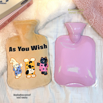 Bērnu samta karstā ūdens maisiņš 2024. gada jauns PVC augstas krāsas glīts meiteņu roku sildītājs skolniecēm ūdens injekcijas siltā ūdens maisiņš