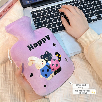 Bērnu samta karstā ūdens maisiņš 2024. gada jauns PVC augstas krāsas glīts meiteņu roku sildītājs skolniecēm ūdens injekcijas siltā ūdens maisiņš