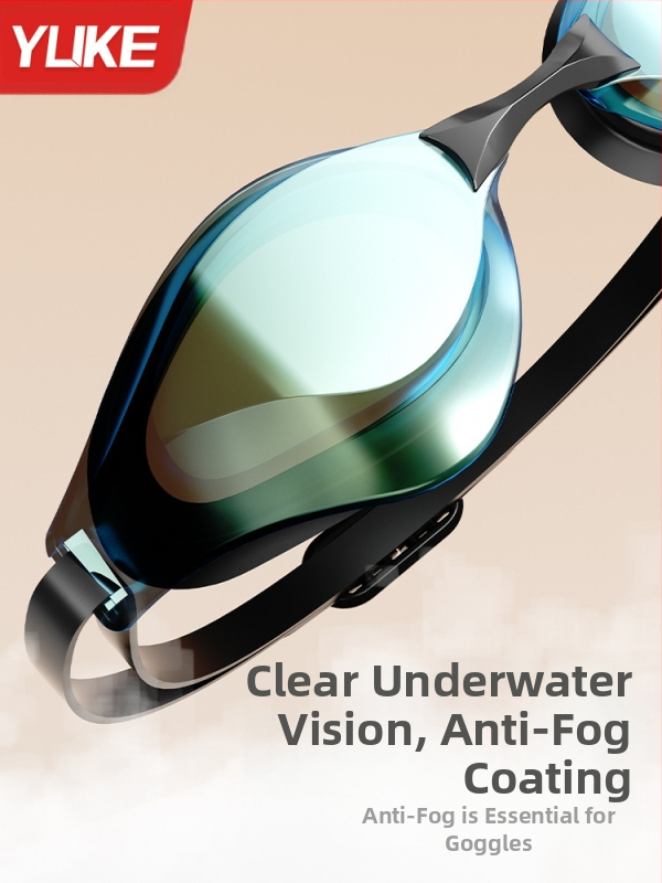 Yuke нови очила за плуване за мъже и жени, галванизирани очила за плуване против замъгляване с тапи за уши, плоски, леки очила за плуване на едро през граница