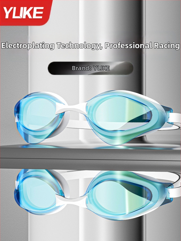 Yuke нови очила за плуване за мъже и жени, галванизирани очила за плуване против замъгляване с тапи за уши, плоски, леки очила за плуване на едро през граница
