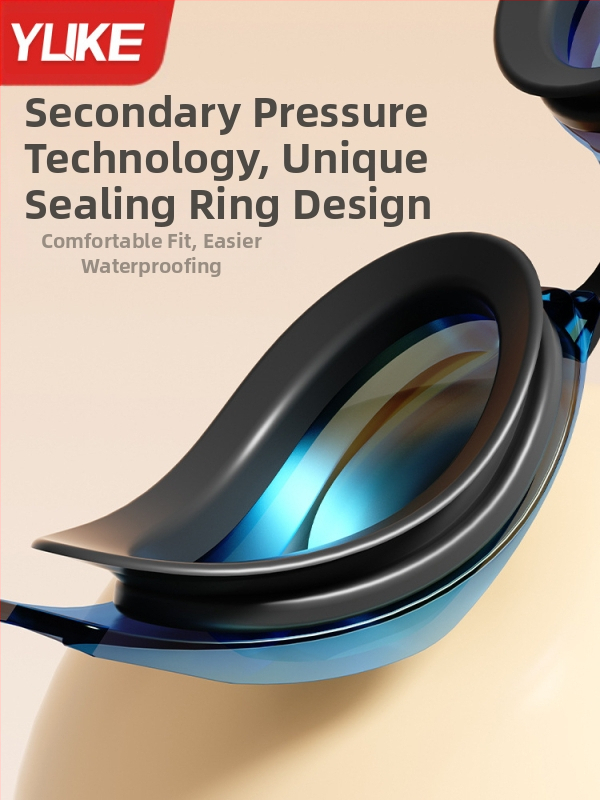 Yuke нови очила за плуване за мъже и жени, галванизирани очила за плуване против замъгляване с тапи за уши, плоски, леки очила за плуване на едро през граница