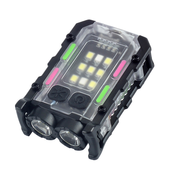 Διασυνοριακό φως μπρελόκ εξωτερικού χώρου διπλής πηγής φωτός ισχυρό φως μίνι φακός κλιπ καπέλου αυτοάμυνα εργασία κόκκινο και μπλε προειδοποιητικό φως