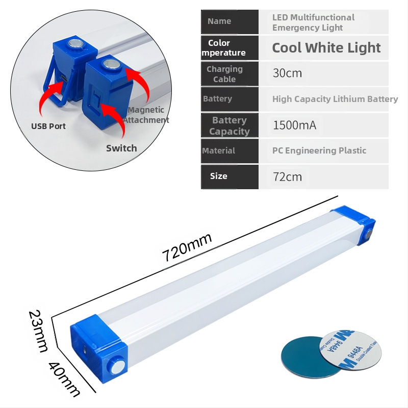 LED avarinė lempa, magnetinė pakabinama USB įkrovimo lempa, buitinė elektros energijos tiekimo nutraukimo naktinė prekystalio stovyklavimo avarinis apšvietimas