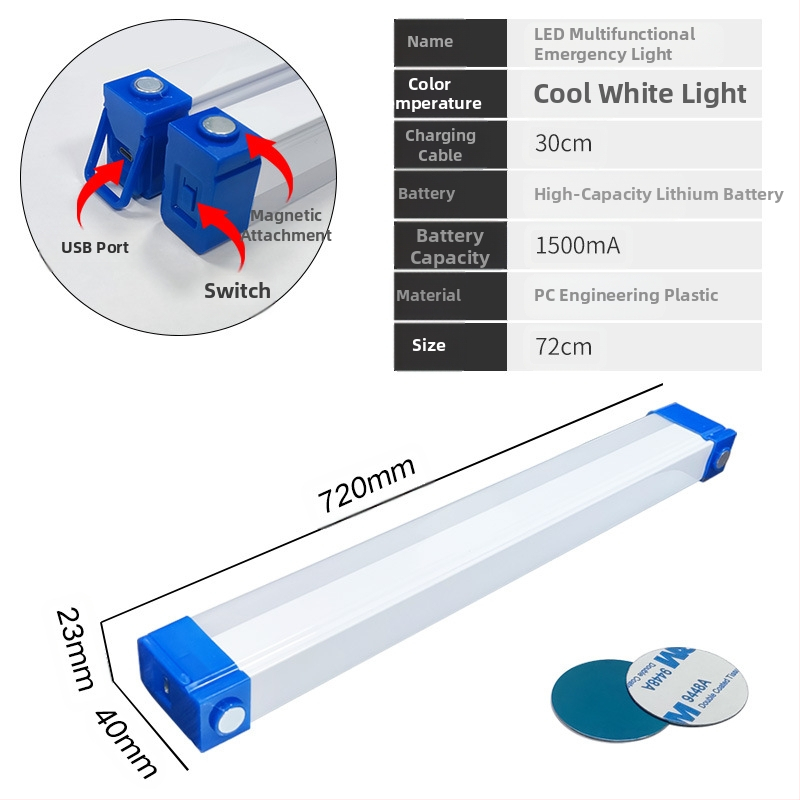 LED avarinė lempa, magnetinė pakabinama USB įkrovimo lempa, buitinė elektros energijos tiekimo nutraukimo naktinė prekystalio stovyklavimo avarinis apšvietimas
