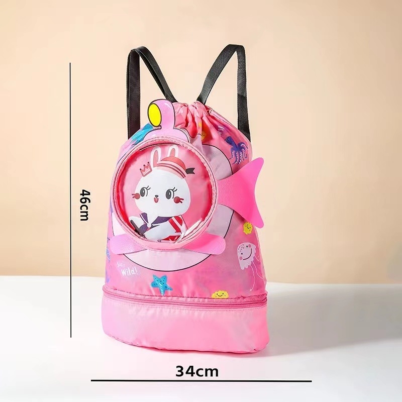 Νέα παιδική τσάντα κολύμβησης, τσάντα διαχωρισμού για στεγνό και βρεγμένο μπάνιο, τσάντα αποθήκευσης κολύμβησης, σακίδιο πλάτης με πλαίσιο και αποθήκευση στην παραλία